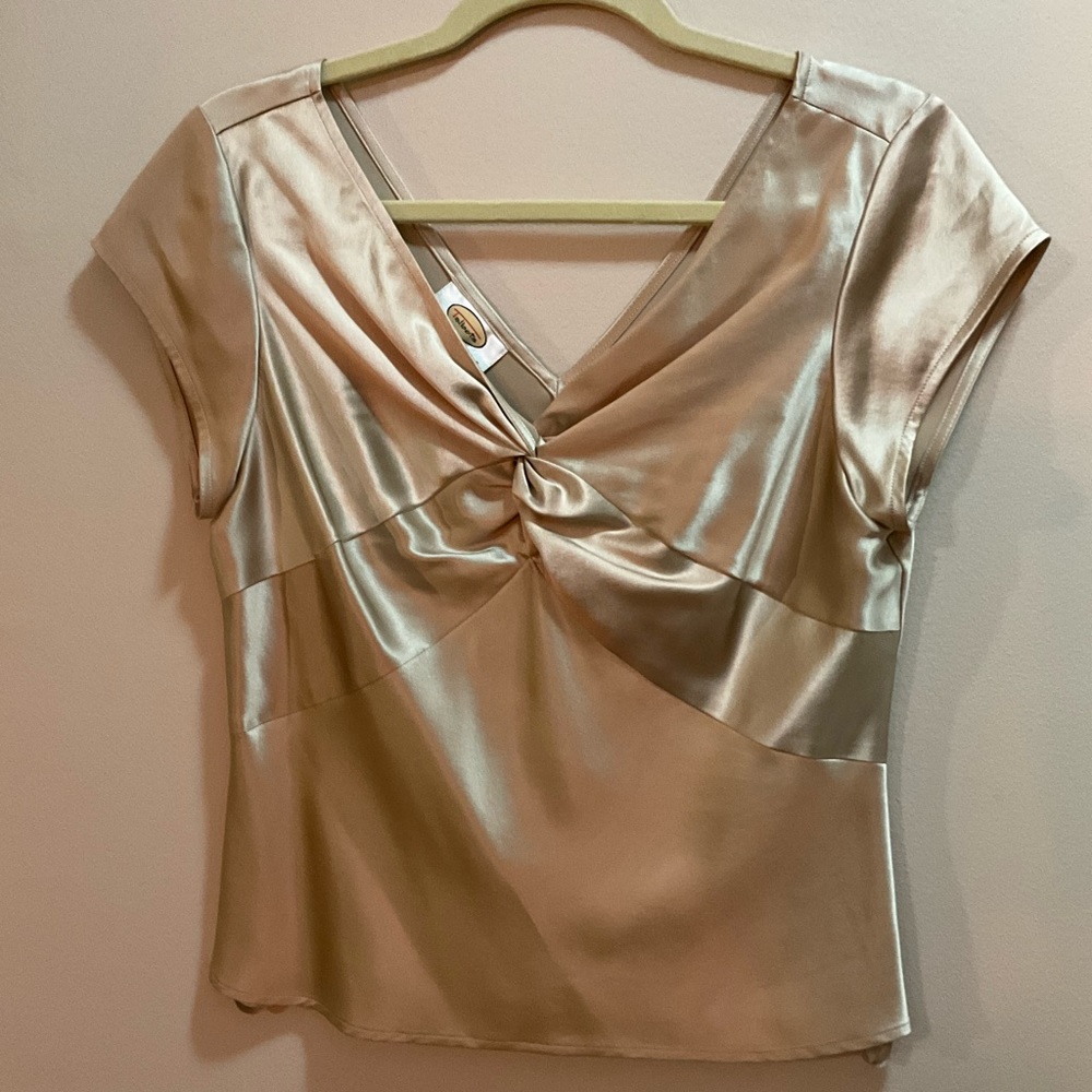TALBOTS Silk front twist cream blouse